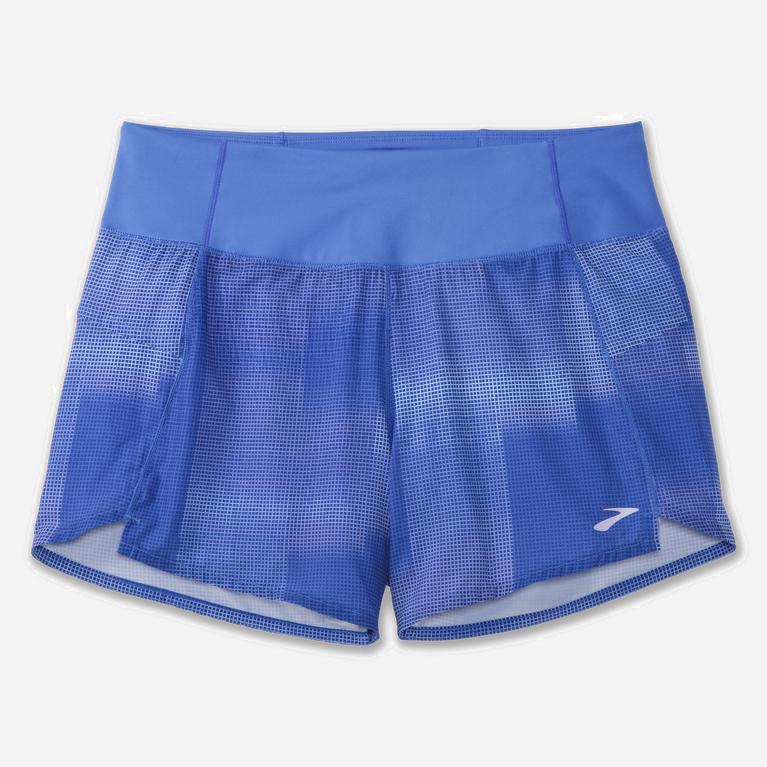 Brooks Chaser 5 NZ - Women's Running Shorts - Bluetiful Altitude Print (54692-WNMU)